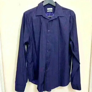 Calvin Klein Men's Dress Shirt Slim Fit Performance Purple Long Sleeve Formal 36